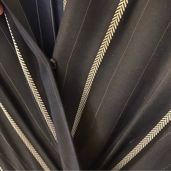 MAJE Panti V-neck Pinstriped Woven Jumpsuit In Marine Size 36 or Small - Picture 8 of 15